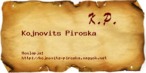 Kojnovits Piroska névjegykártya